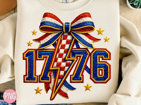 1776 Lightning Bolt Patriotic Bow PNG