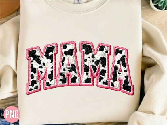Cow Print Mama Pink Varsity PNG