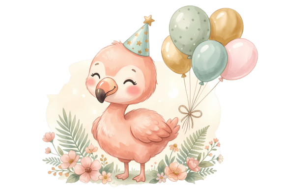 Cute Flamingo PNG for Safari Party Designs