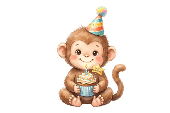Cute Monkey PNG for Safari Party Designs