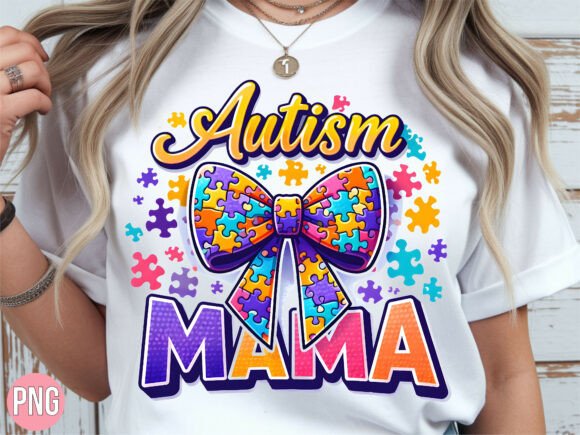 Empowering Advocacy and Creativity with the Autism Mama Puzzle Piece Bow PNG
