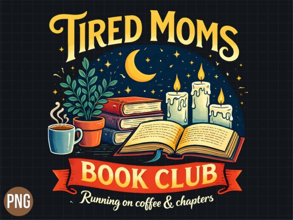 Empowering Creative Entrepreneurs with the Tired Moms Book Club Coffee Books PNG Design Asset