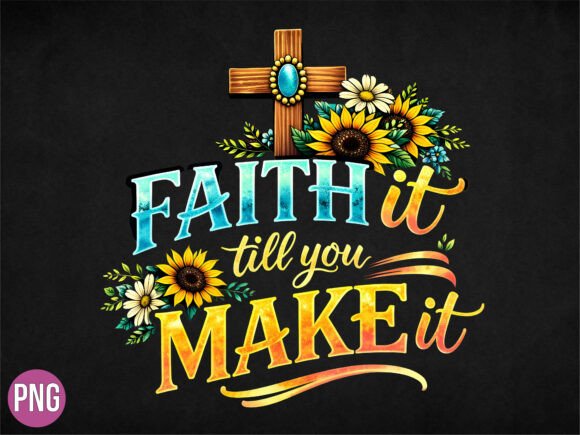 Faith It Till You Make It Sunflower PNG