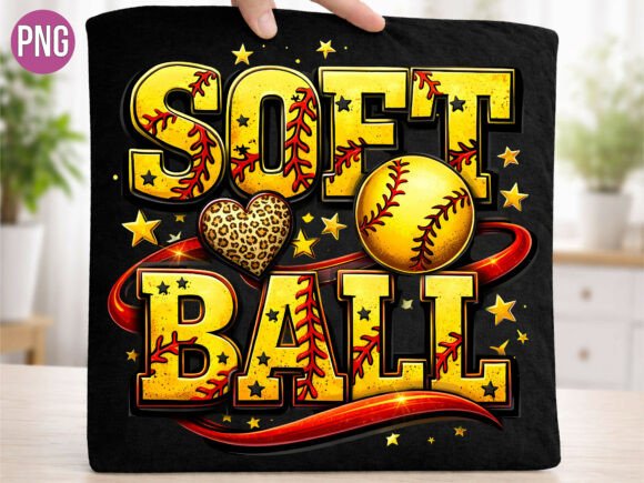 Glitter Softball Heart Sports Design PNG: Elevating Digital Creativity with High-Resolution Assets