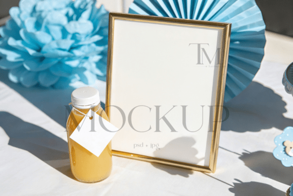 Mastering the Blue Mimosa Bar Sign Juice Tag Mockup for Professional Event Branding