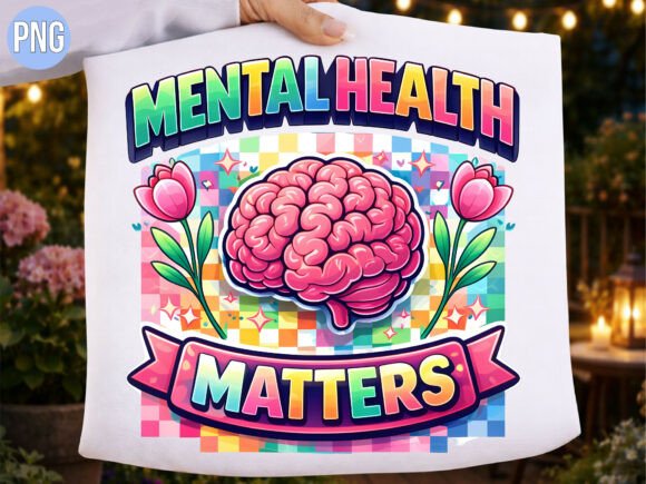 Mental Health Matters Floral Brain PNG