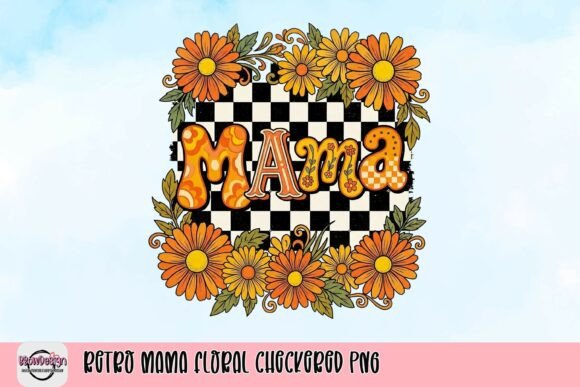 Retro Mama Floral Checkered PNG: A Vintage Design Asset for Modern Creators