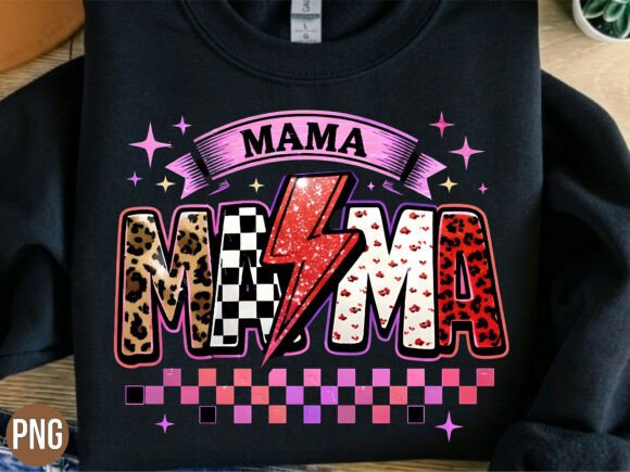 Retro Mama Leopard Lightning Bolt PNG: Elevating Modern DIY and Print-on-Demand Designs