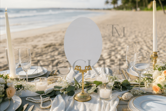 Summer Oval 5x7 Table Sign Mockup: Elevating Seasonal Branding with Realistic Presentation