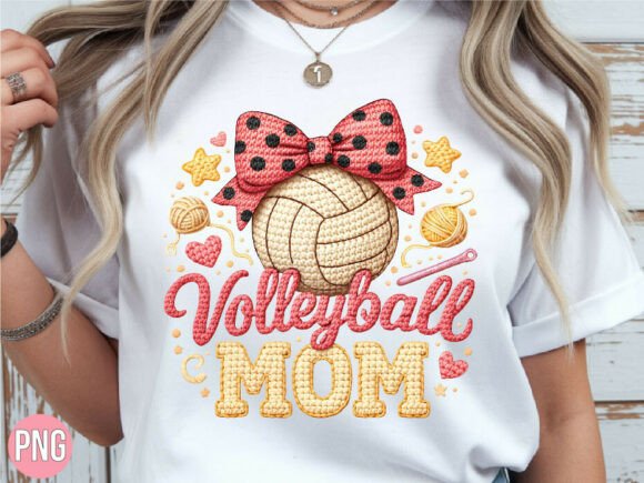 Volleyball Mom Crocheted Bow Heart PNG: A Digital Design for Creative Expression