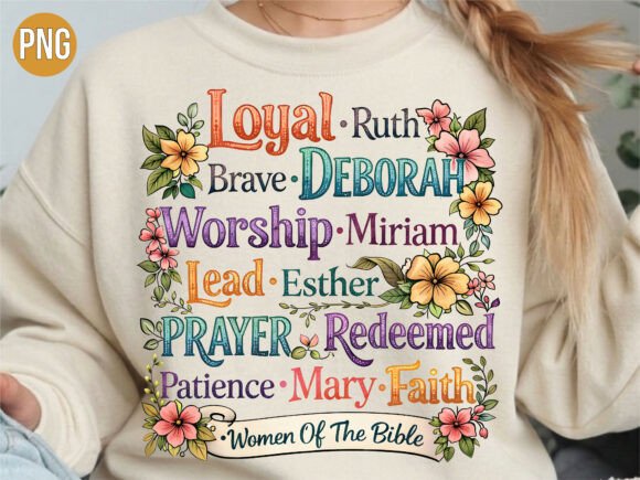 Women of the Bible Faith Floral PNG: Elevating Your Creative Projects with High-Quality Digital Design
